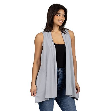 Women's 24Seven Comfort Apparel Draped Open Front Sleeveless Cardigan Vest