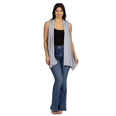 Women's 24Seven Comfort Apparel Draped Open Front Sleeveless Cardigan Vest