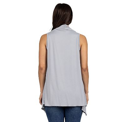 Women's 24Seven Comfort Apparel Draped Open Front Sleeveless Cardigan Vest