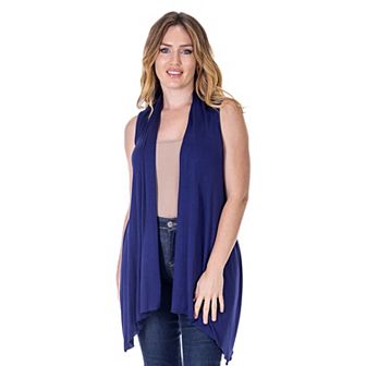 Women's 24Seven Comfort Apparel Draped Open Front Sleeveless Cardigan Vest