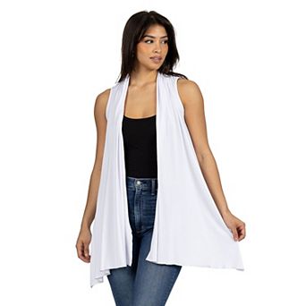 Women's 24Seven Comfort Apparel Draped Open Front Sleeveless Cardigan Vest