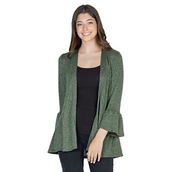 Women's 24Seven Comfort Apparel 3/4-Sleeve Open Cardigan