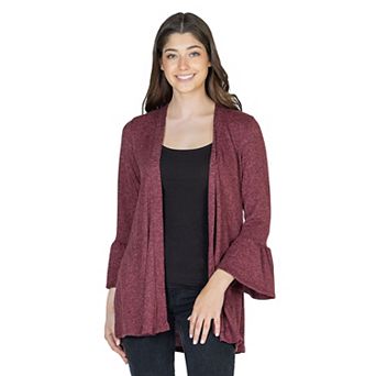 Women's 24Seven Comfort Apparel 3/4-Sleeve Open Cardigan