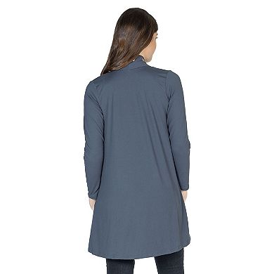 Women's 24Seven Comfort Apparel Mid Thigh Open Front Cardigan with Grommet Details