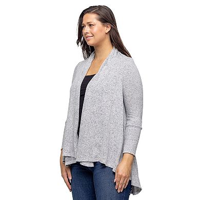 Women's 24Seven Comfort Apparel Open Front High Low Cozy Cardigan