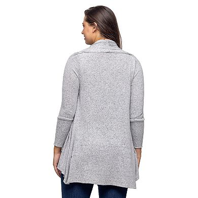Women's 24Seven Comfort Apparel Open Front High Low Cozy Cardigan