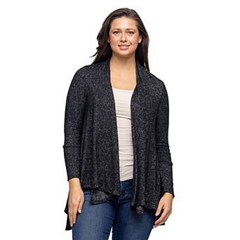 Women's 24Seven Comfort Apparel Open Front High Low Cozy Cardigan