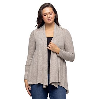 Women's 24Seven Comfort Apparel Open Front High Low Cozy Cardigan