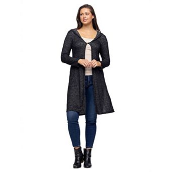 Women's 24Seven Comfort Apparel Knee Length Hooded Cardigan Shrug