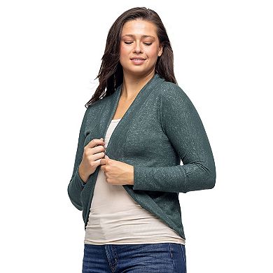 Women's 24Seven Comfort Apparel Curved Hem Open Front Bolero Shrug