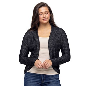 Women's 24Seven Comfort Apparel Curved Hem Open Front Bolero Shrug