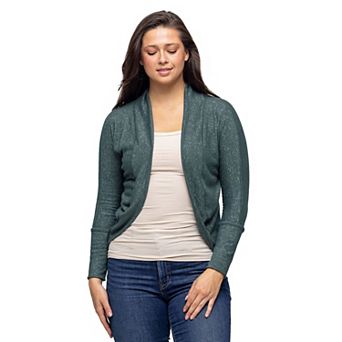 Women's 24Seven Comfort Apparel Curved Hem Open Front Bolero Shrug