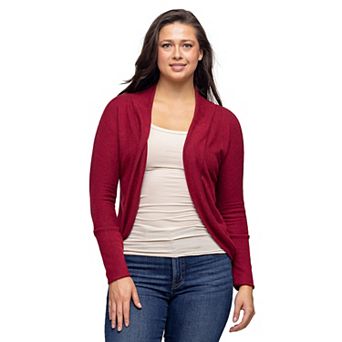 Women's 24Seven Comfort Apparel Curved Hem Open Front Bolero Shrug