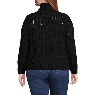Plus Size Lands' End Drifter Cable Turtleneck Sweater