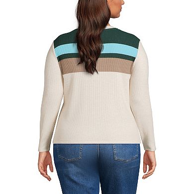 Plus Size Lands' End Long Sleeve Cozy Rib Henley Top