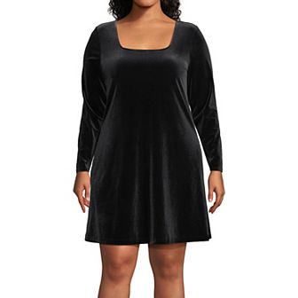 Plus Size Lands' End Knit Velvet Squareneck Dress