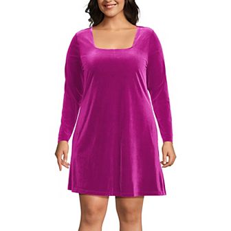 Plus Size Lands' End Knit Velvet Squareneck Dress