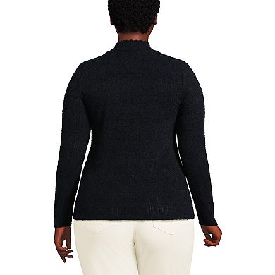 Plus Size Lands' End Long Sleeve Brushed Lace Mockneck Top