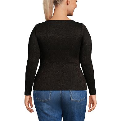 Plus Size Lands' End Long Sleeve Rib Squareneck Tee