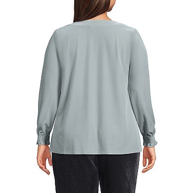 Plus Size Lands' End Long Sleeve Velvet Blouse