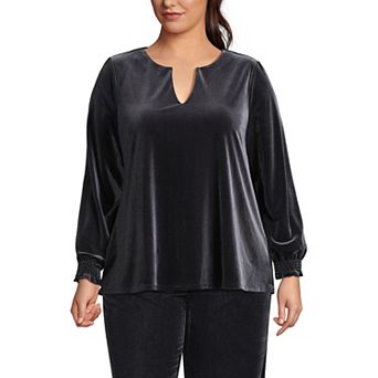 Plus Size Lands' End Long Sleeve Velvet Blouse