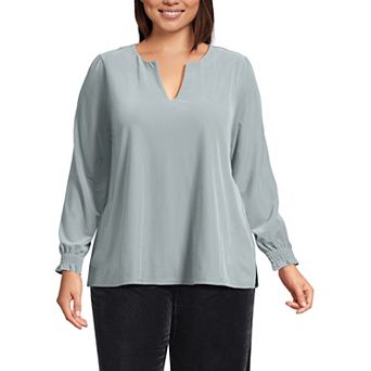 Plus Size Lands' End Long Sleeve Velvet Blouse