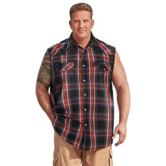 Kingsize Men's Big & Tall Western Snap Front Muscle Shirt