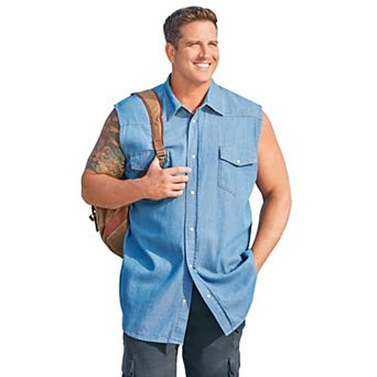 Kingsize Men's Big & Tall Western Snap Front Muscle Shirt