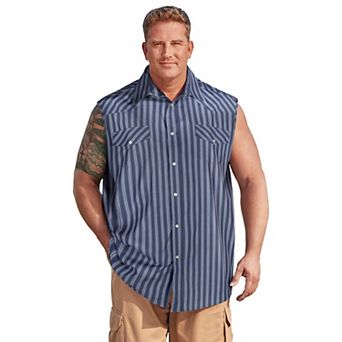 Kingsize Men's Big & Tall Western Snap Front Muscle Shirt