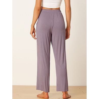 Women's Cotton Sleep Bottoms Elastic Waist Wide-leg Straight Pants Sleepwear
