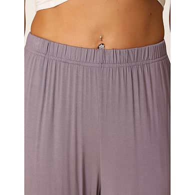 Women's Cotton Sleep Bottoms Elastic Waist Wide-leg Straight Pants Sleepwear