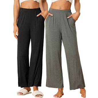 Women's Cotton Sleep Bottoms Elastic Waist Wide-leg Straight Pants Sleepwear