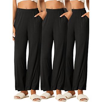 Women's Cotton Sleep Bottoms Elastic Waist Wide-leg Straight Pants Sleepwear