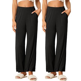 Women's Cotton Sleep Bottoms Elastic Waist Wide-leg Straight Pants Sleepwear