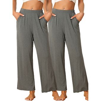 Women's Cotton Sleep Bottoms Elastic Waist Wide-leg Straight Pants Sleepwear