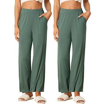 Women's Cotton Sleep Bottoms Elastic Waist Wide-leg Straight Pants Sleepwear