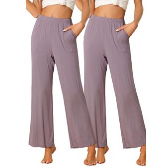 Women's Cotton Sleep Bottoms Elastic Waist Wide-leg Straight Pants Sleepwear
