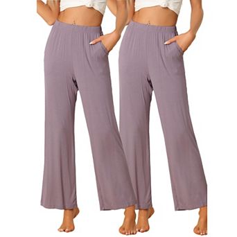 Women's Cotton Sleep Bottoms Elastic Waist Wide-leg Straight Pants Sleepwear