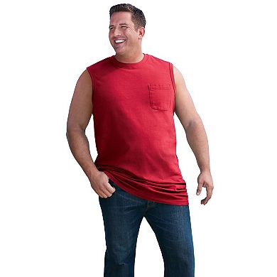 Kingsize Men's Big & Tall Shrink-less Longer-length Lightweight Muscle Pocket Tee