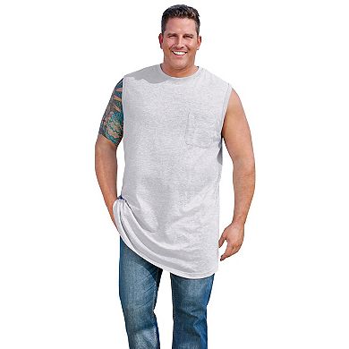 Kingsize Men's Big & Tall Shrink-less Longer-length Lightweight Muscle Pocket Tee