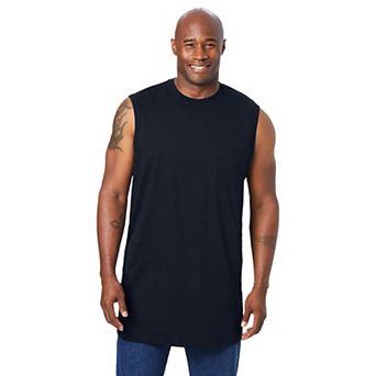 Kingsize Men's Big & Tall Shrink-less Longer-length Lightweight Muscle Pocket Tee