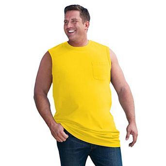 Kingsize Men's Big & Tall Shrink-less Longer-length Lightweight Muscle Pocket Tee