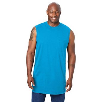 Kingsize Men's Big & Tall Shrink-less Longer-length Lightweight Muscle Pocket Tee
