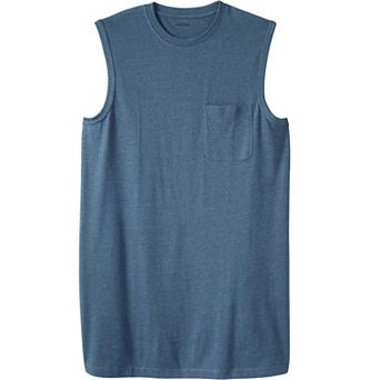 Kingsize Men's Big & Tall Shrink-less Longer-length Lightweight Muscle Pocket Tee