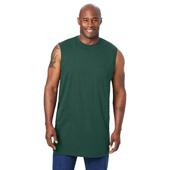 Kingsize Men's Big & Tall Shrink-less Longer-length Lightweight Muscle Pocket Tee