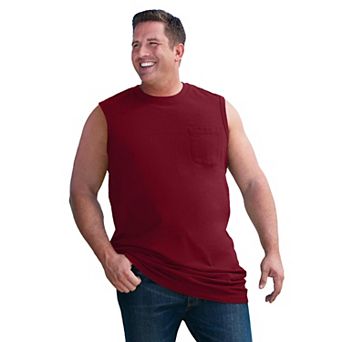 Kingsize Men's Big & Tall Shrink-less Longer-length Lightweight Muscle Pocket Tee