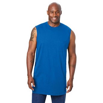 Kingsize Men's Big & Tall Shrink-less Longer-length Lightweight Muscle Pocket Tee