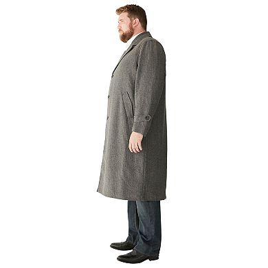 Kingsize Men's Big & Tall Wool-blend Long Overcoat