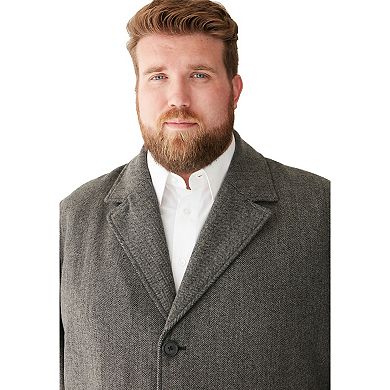 Kingsize Men's Big & Tall Wool-blend Long Overcoat
