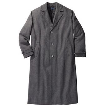 Kingsize Men's Big & Tall Wool-blend Long Overcoat